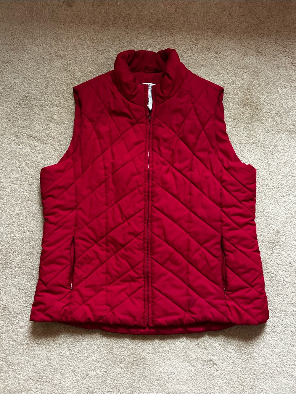 Geoffrey Beene Quilted Red Women's Vest with Stand Collar